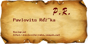Pavlovits Réka névjegykártya